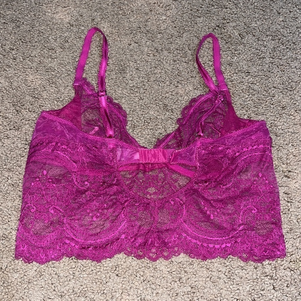 Wacoal Chrystalle Longline 3/4 Sheer Lace Underwire Bra Morello Cherry Large - Picture 8 of 11